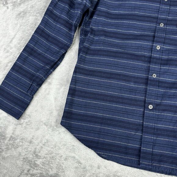 AMERICAN EAGLE Shirt Mens M Slim Fit Blue Stripe Lightweight Flannel Button Down - Picture 5 of 11